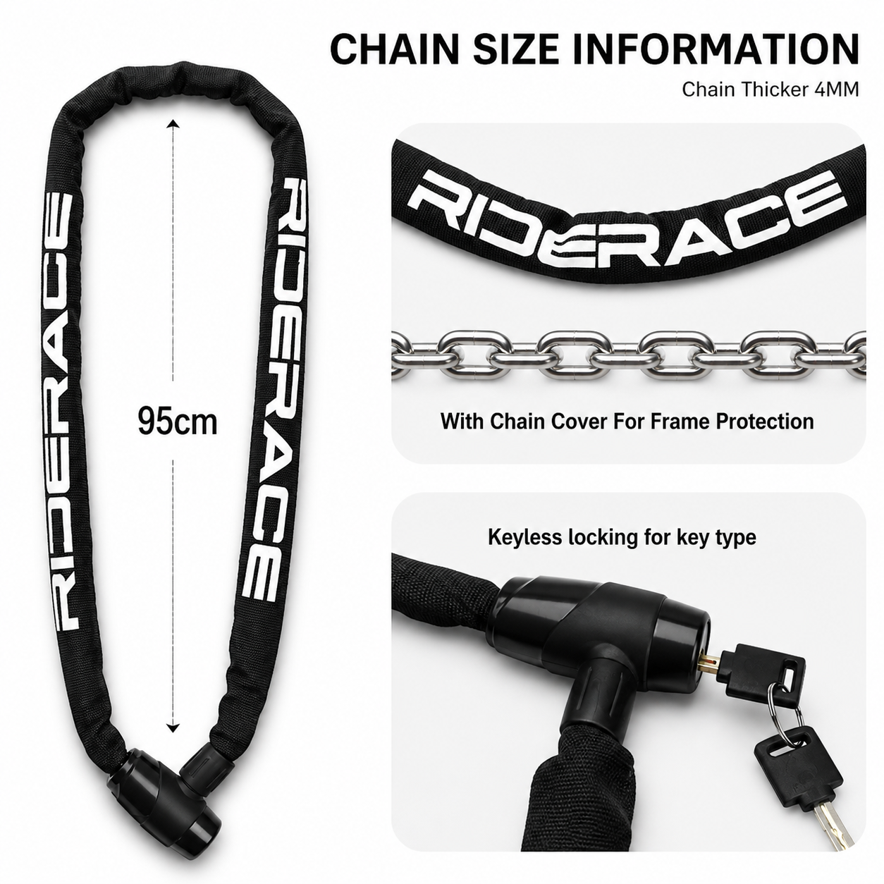 Bicycle Chain Lock – Portable Anti-Theft Security Lock with 2 Keys
