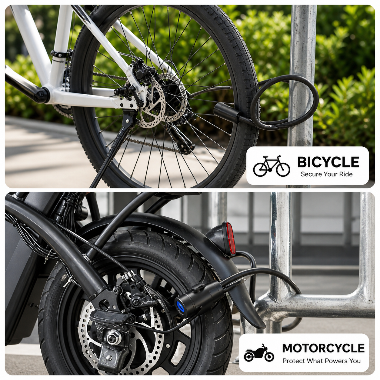 Heavy Duty Bicycle &amp; Motorcycle Cable Lock – 90CM Anti-Theft Security Lock with Keys