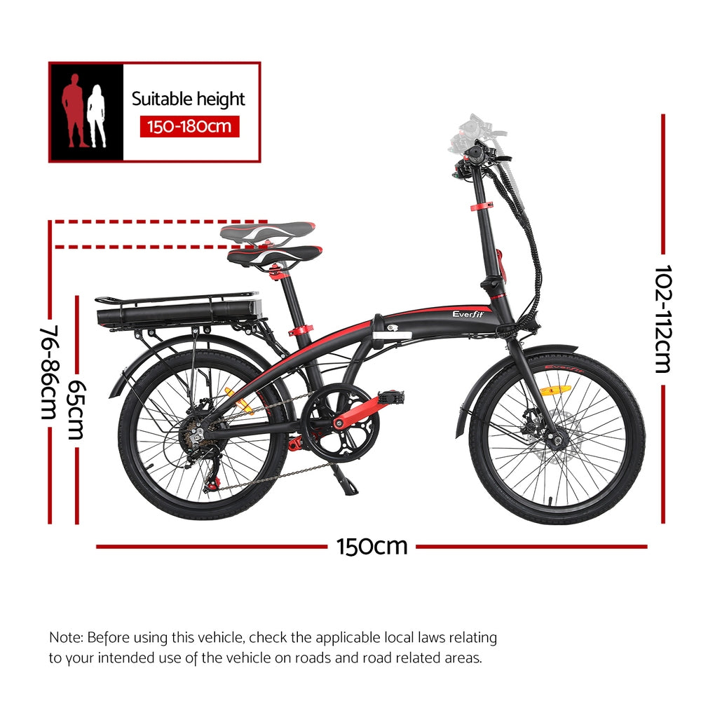Everfit 20" Folding Electric Bike 250W E-Bike with Removable Battery