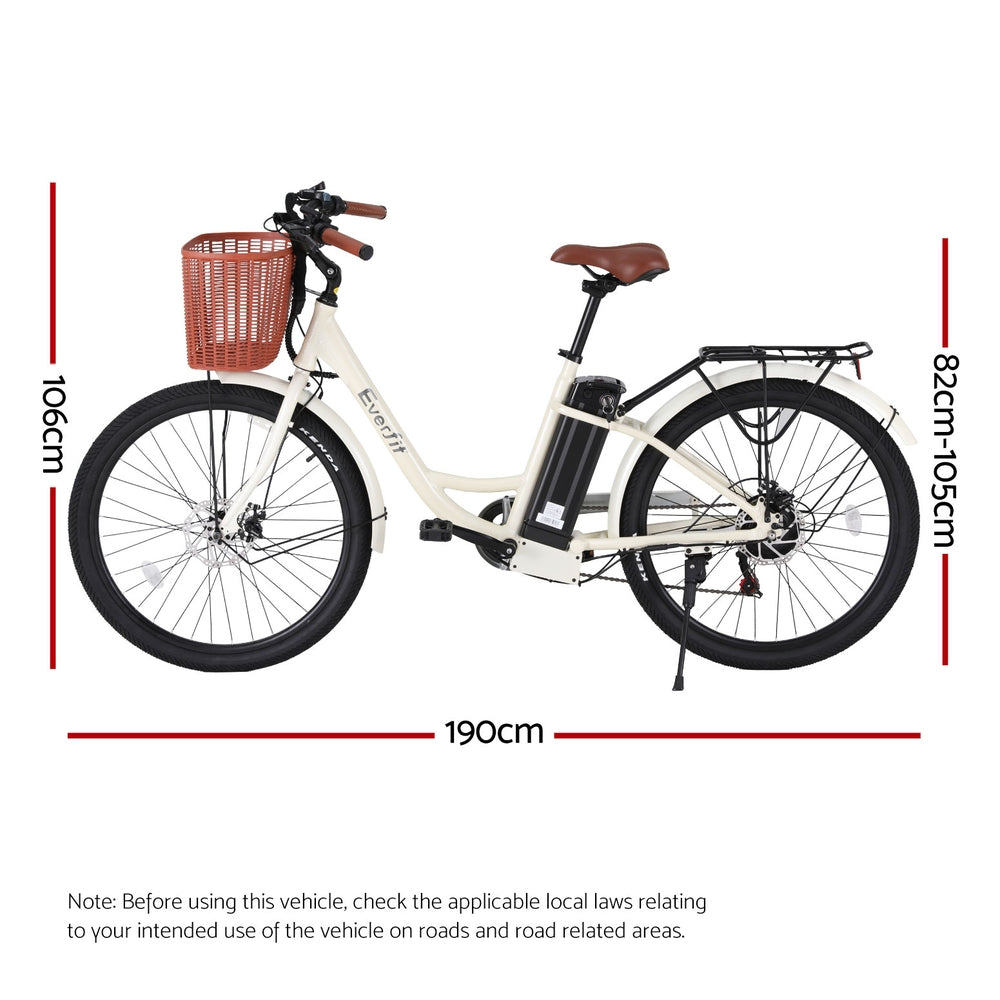 Everfit 26" Electric City Bike 250W E-Bike with Battery, Basket & Rear Rack