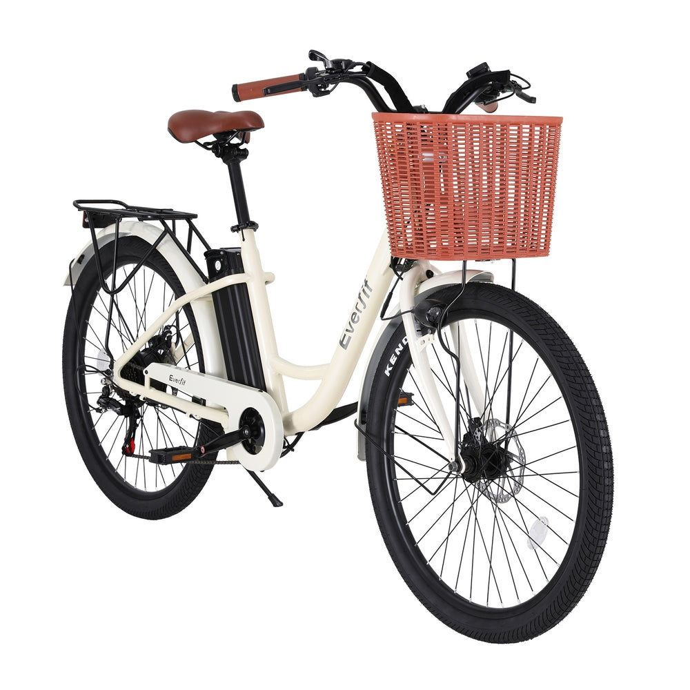 Everfit 26" Electric City Bike 250W E-Bike with Battery, Basket & Rear Rack