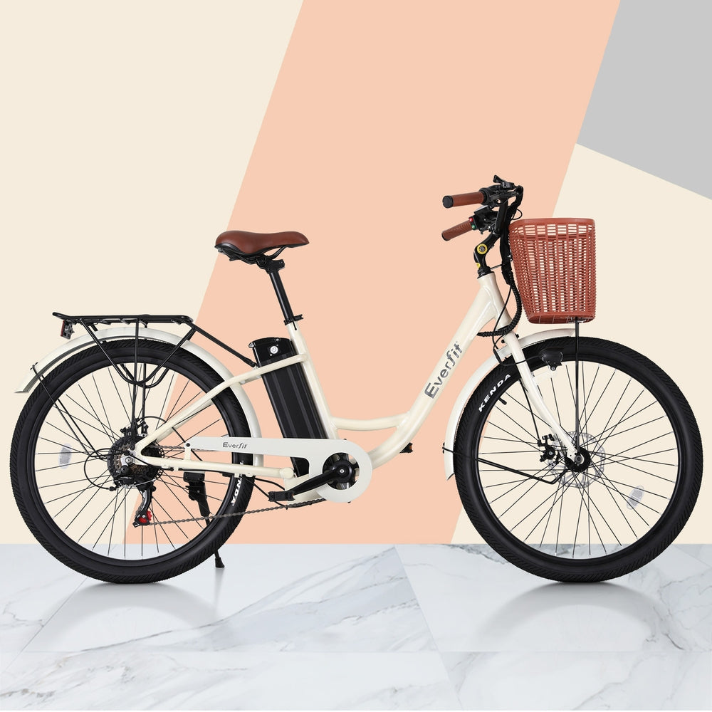 Everfit 26" Electric City Bike 250W E-Bike with Battery, Basket & Rear Rack