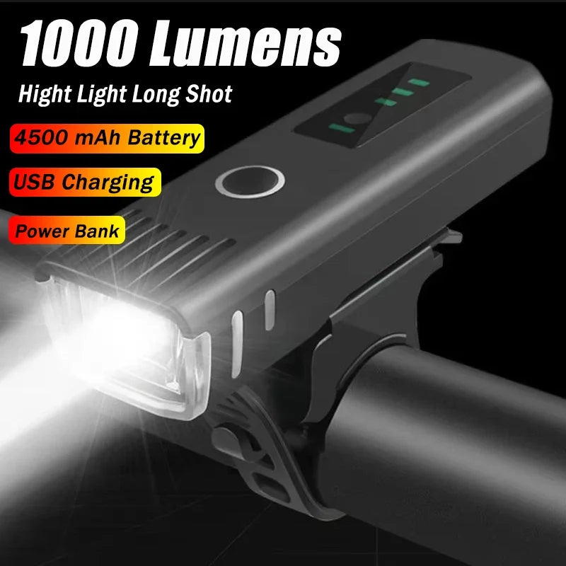 1000LM USB Rechargeable Bike Light – Ultra Bright LED Bicycle Front Headlight with Power Bank Function