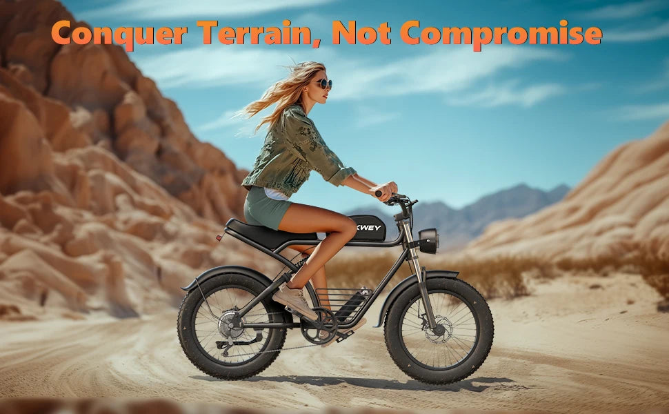 Kickwey K7 Electric Bike – 48V 23Ah Battery, 20” Fat Tire E-Bike, Long Range Electric Mountain Bicycle