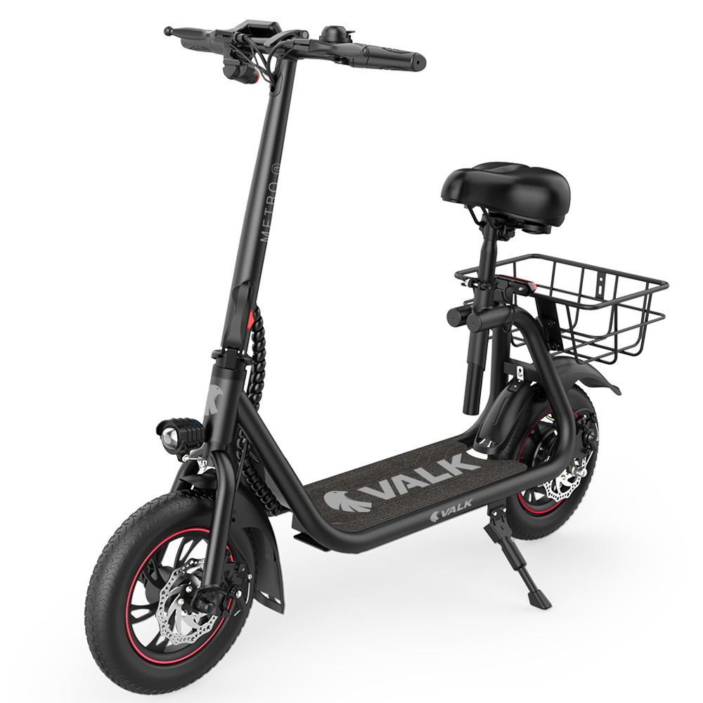 VALK Metro 3 Electric Scooter with Seat 300W Foldable E-Scooter – Black