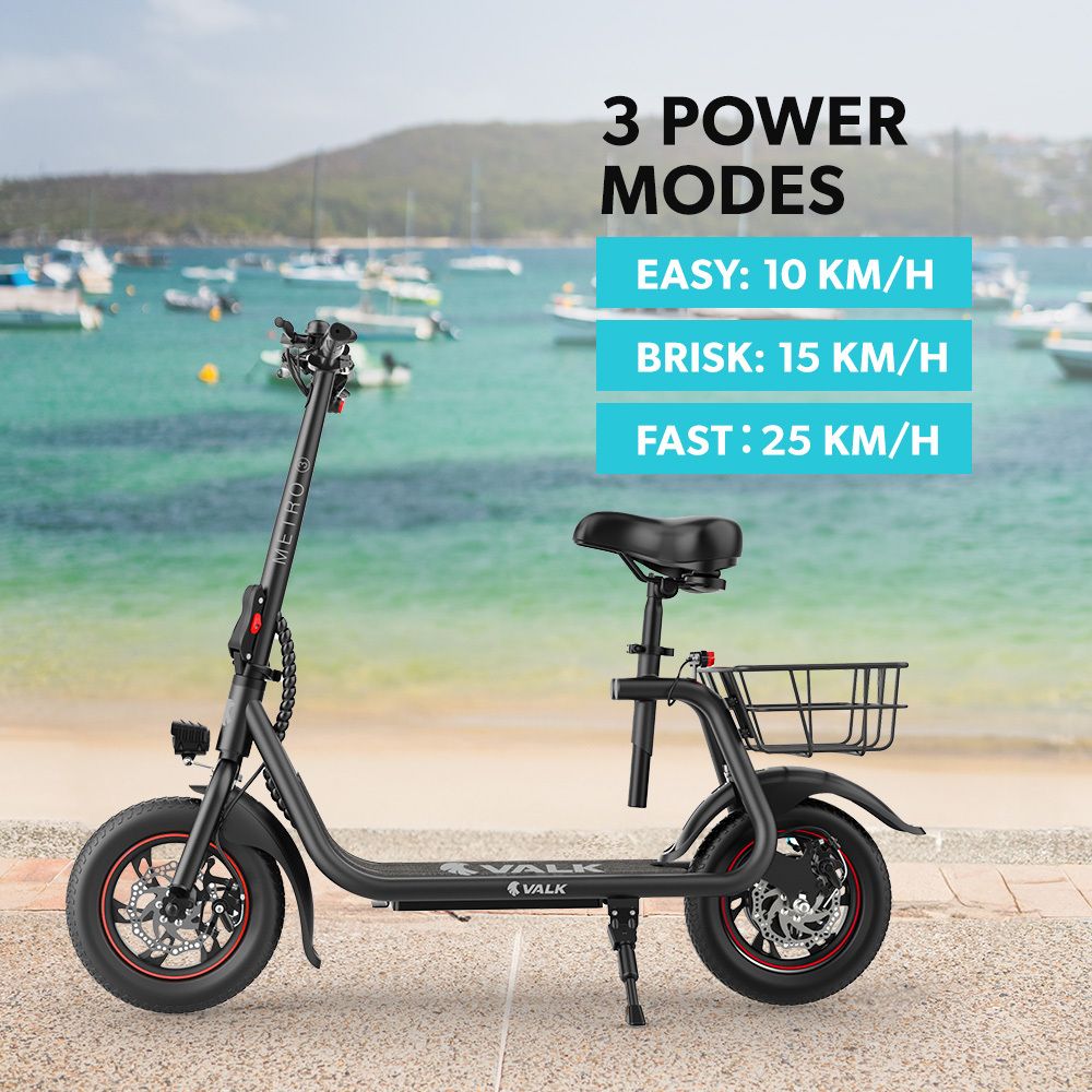 VALK Metro 3 Electric Scooter with Seat 300W Foldable E-Scooter – Black