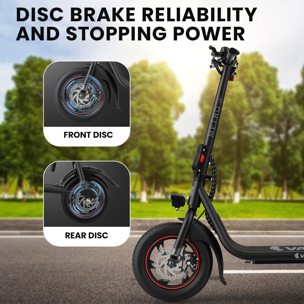 VALK Metro 3 Electric Scooter with Seat 300W Foldable E-Scooter – Black