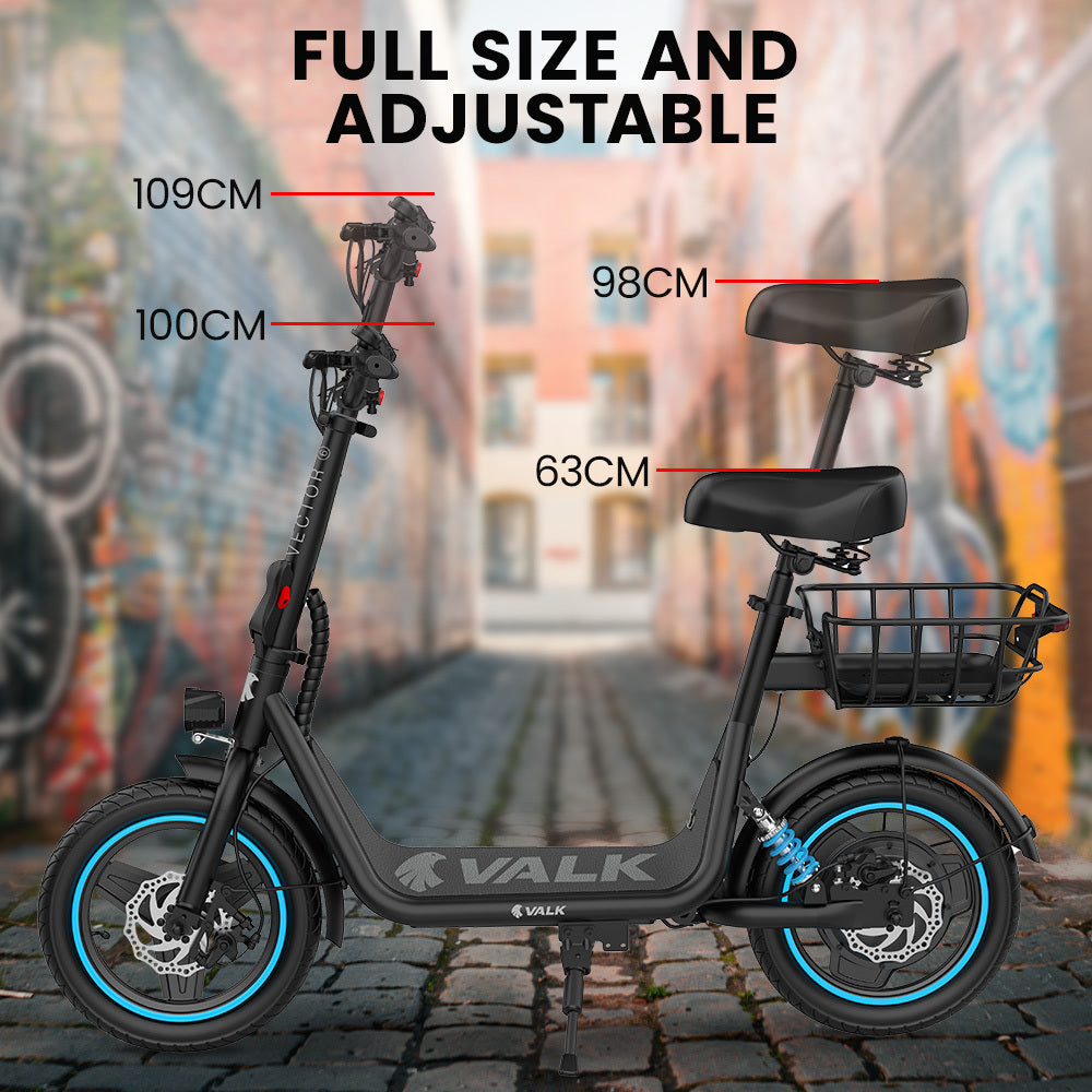 VALK Vector 6 Electric Scooter with Seat 650W Foldable E-Scooter