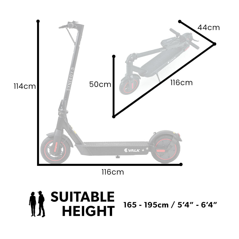 VALK Synergy 7 MkII Electric Scooter 500W with 15Ah Battery – Black/Red